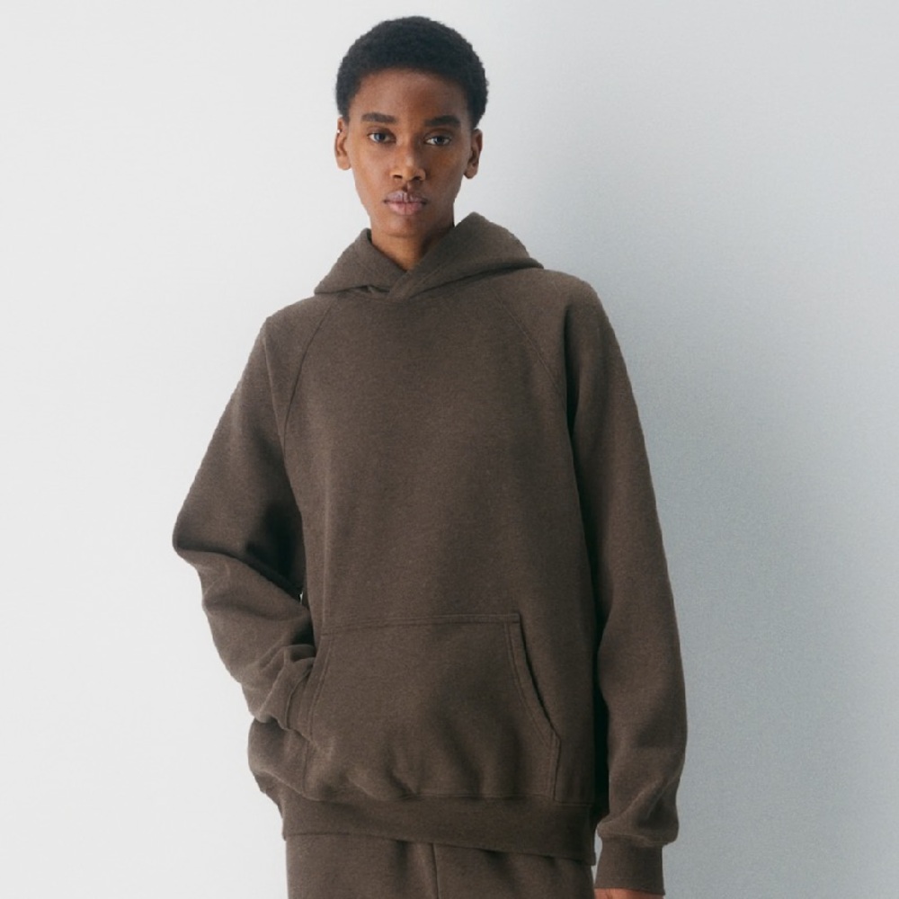 NWT Aritzia Cozy Sweatfleece mega raglan Hoodie Heather Rich Mocha Brown